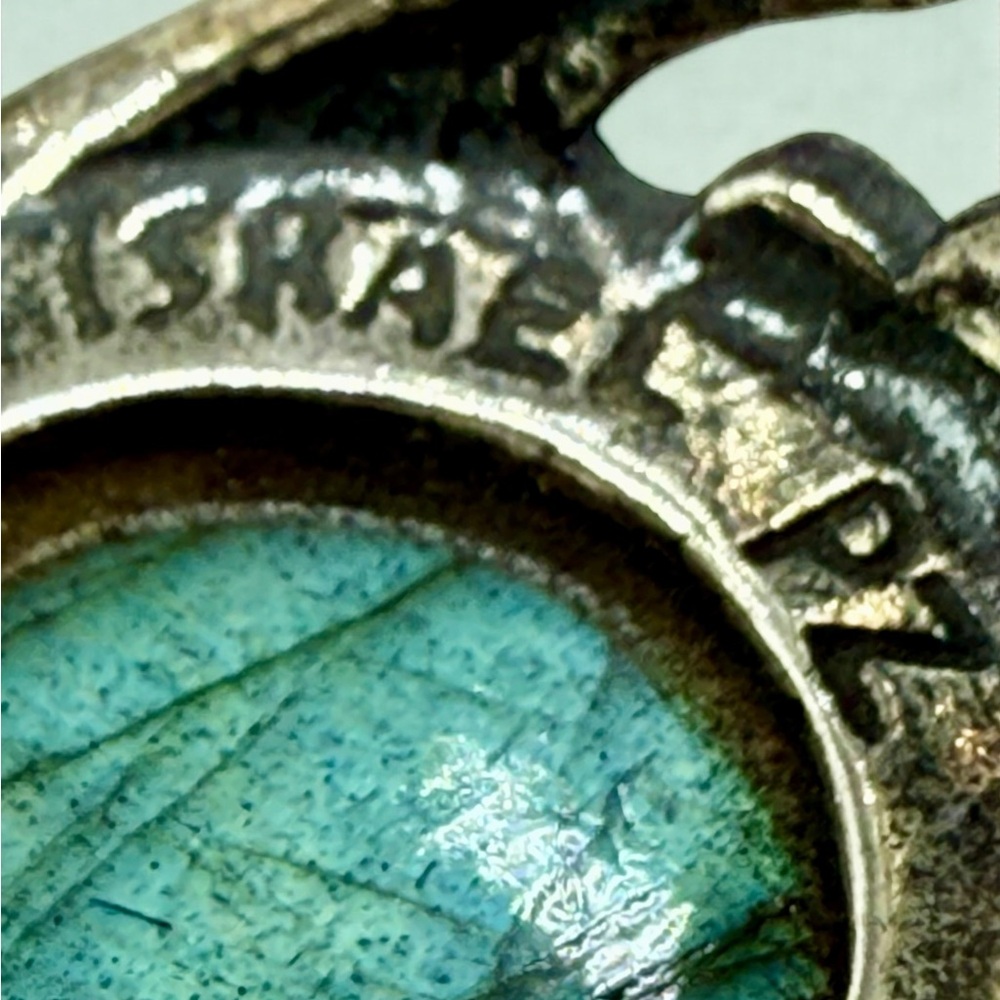 Sterling Silver Israel PZ Labradorite Floral Statement Ring – Size 8 - Picture 16 of 17